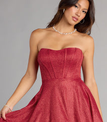 Taryn Glitter Corset Lace-Up Skater Dress