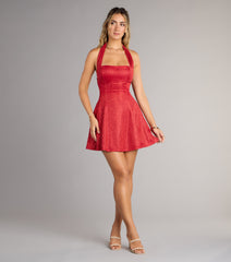 Anika Glitter Bow Skater Mini Dress