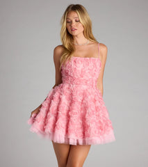 Hallie Rosette Lace-Up Skater Dress