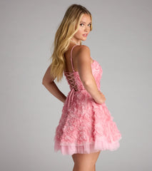 Hallie Rosette Lace-Up Skater Dress