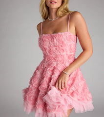 Hallie Rosette Lace-Up Skater Dress