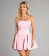 Maire Satin Strapless Skater Dress