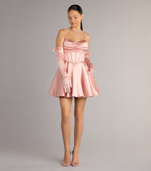 Juliette Satin Corset Short Dress With Gloves