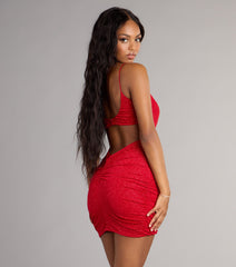 Briana Open-Back Bodycon Glitter Mini Dress
