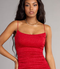 Briana Open-Back Bodycon Glitter Mini Dress