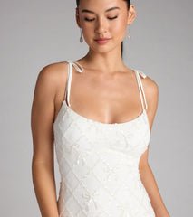 Marleen Sequin Pearl Bow Mini Dress