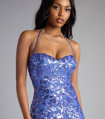 Sherry Sequin Halter A-Line Mini Dress