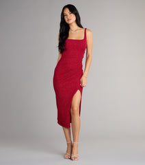 Courtney Formal Glitter Wrap Midi Dress