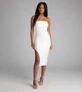 Dianna Strapless Slit Midi Formal Dress