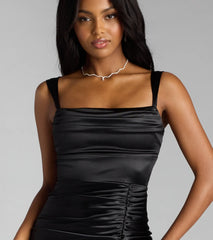 Dara Cutout Slit Satin Midi Formal Dress