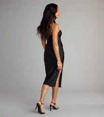 Dianna Strapless Slit Midi Formal Dress
