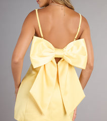 Amalia Bow A-Line Satin Short Dress