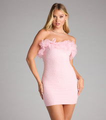 Linda Strapless Ruffle Beaded Mini Dress