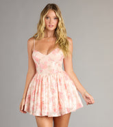 Celina Floral Sequin Skater Short Dress