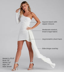 Emily One-Shoulder Pleated Asymmetric Mini Dress