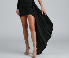 Emily One-Shoulder Pleated Asymmetric Mini Dress