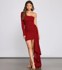 Emily One-Shoulder Pleated Asymmetric Mini Dress