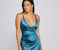 Amanda Wrap Satin Dress