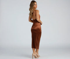 Amanda Wrap Satin Dress