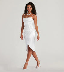 Margaret Formal Satin Wrap Midi Dress