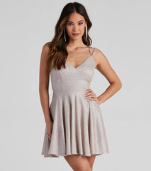 Rashida Lattice Back Glitter Dress