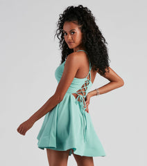 Isabella Lace-Up Back Skater Dress