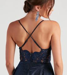 Erina Formal Woven Glitter And Lace Dress