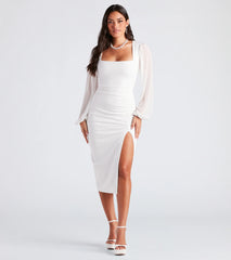 Marjorie Formal Chiffon Sleeve Midi Dress