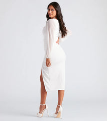 Marjorie Formal Chiffon Sleeve Midi Dress