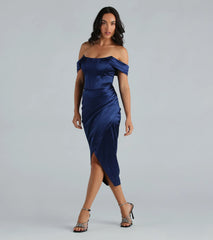 Coraline Satin Corset Wrap Formal Dress