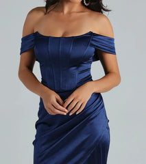 Coraline Satin Corset Wrap Formal Dress