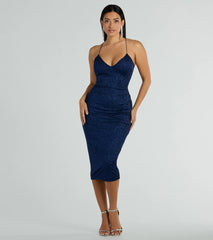 Lynn Strappy Back Glitter Midi Formal Dress