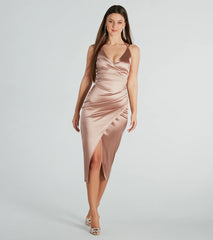 Amanda Wrap Satin Dress