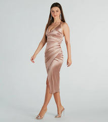 Amanda Wrap Satin Dress