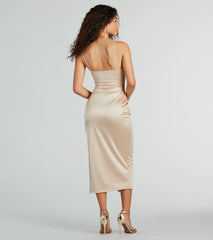 Seona Formal Satin Midi Dress