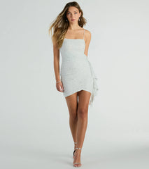 Jess Side Ruffle Rhinestone Bodycon Party Dress