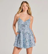 Mandee V-Neck Lace Skater Dress With Pockets