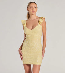 Nora V-Neck Ruffle Cutout Sequin Mini Dress
