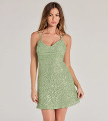 Kristine Beaded Sequin Strappy Back Skater Dress