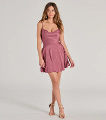 Jianna Floral Satin Short A-Line Dress