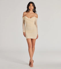 Talia Pearl Mesh Cold-Shoulder Mini Dress
