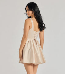 Twila Satin Lace-Up Corset Skater Dress