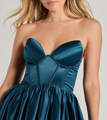 Vanita Sleeveless Satin Corset Skater Dress