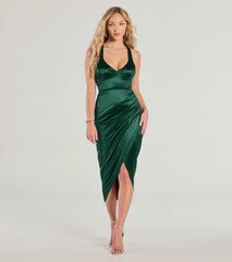 Sheila Lace-Up Satin Midi Formal Dress