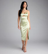 Bennet Lace Trim Satin Midi Dress