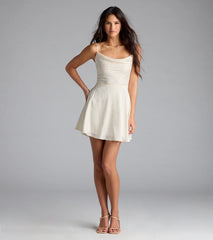 Jianna Floral Satin Short A-Line Dress