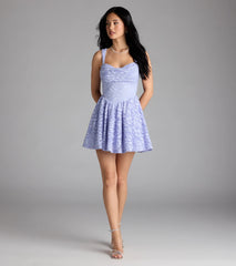 Selina Cutout Back Lace Glitter Skater Dress