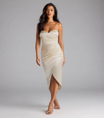Sianna Strapless Bodycon Satin Midi Formal Dress