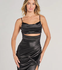 Lilith Satin Cutout Wrap-Front Midi Dress