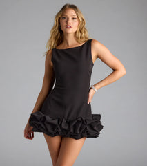 Ellerie Low Back Ruffle Bubble Short Dress